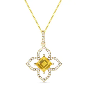 0.74Ct Citrine 16"pendant Necklace In 14K Yellow Gold