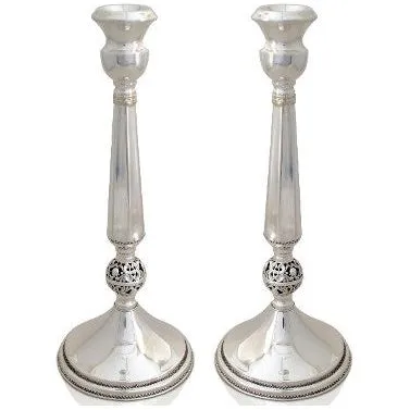 10.5" Traditional 925 Sterling Silver Filigree Candlesticks 10.5" Hand Made in Israel By NADAV