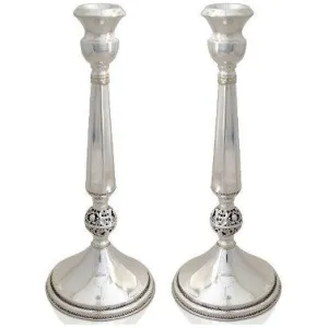 10.5" Traditional 925 Sterling Silver Filigree Candlesticks 10.5" Hand Made in Israel By NADAV