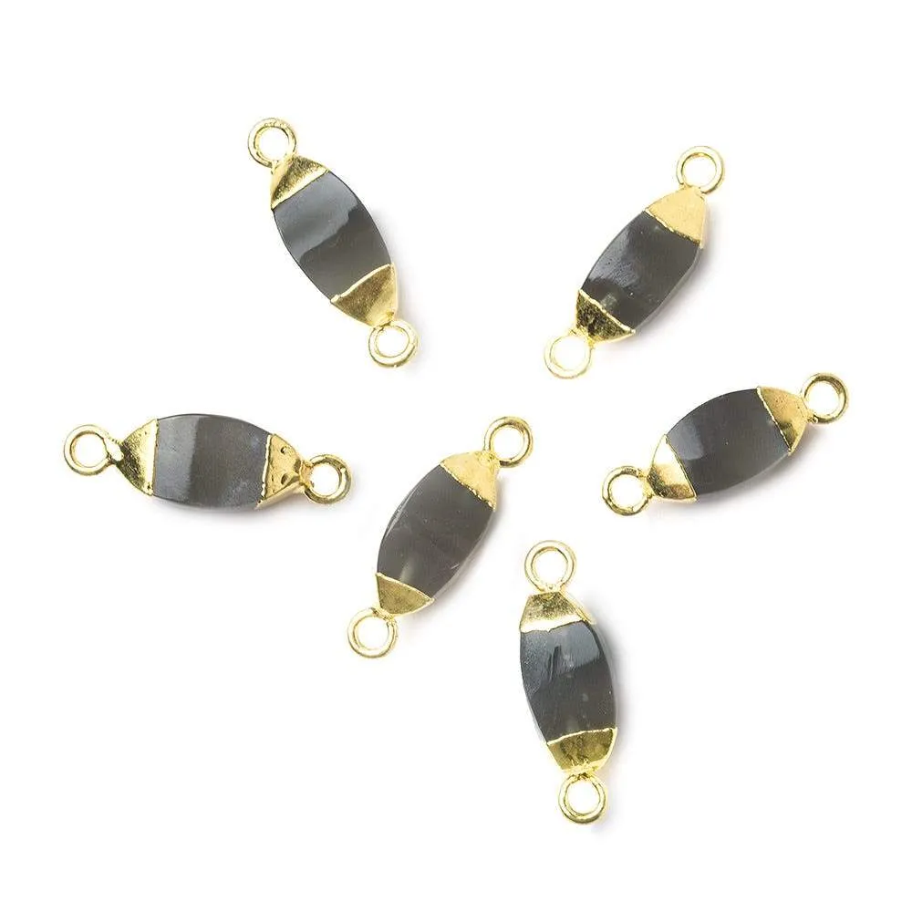 10x5mm Gold Leafed Chocolate Moonstone 4 sided Marquise Connector 1 piece