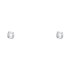 14K 4MM CZ STONE WHITE GOLD STUD EARRINGS