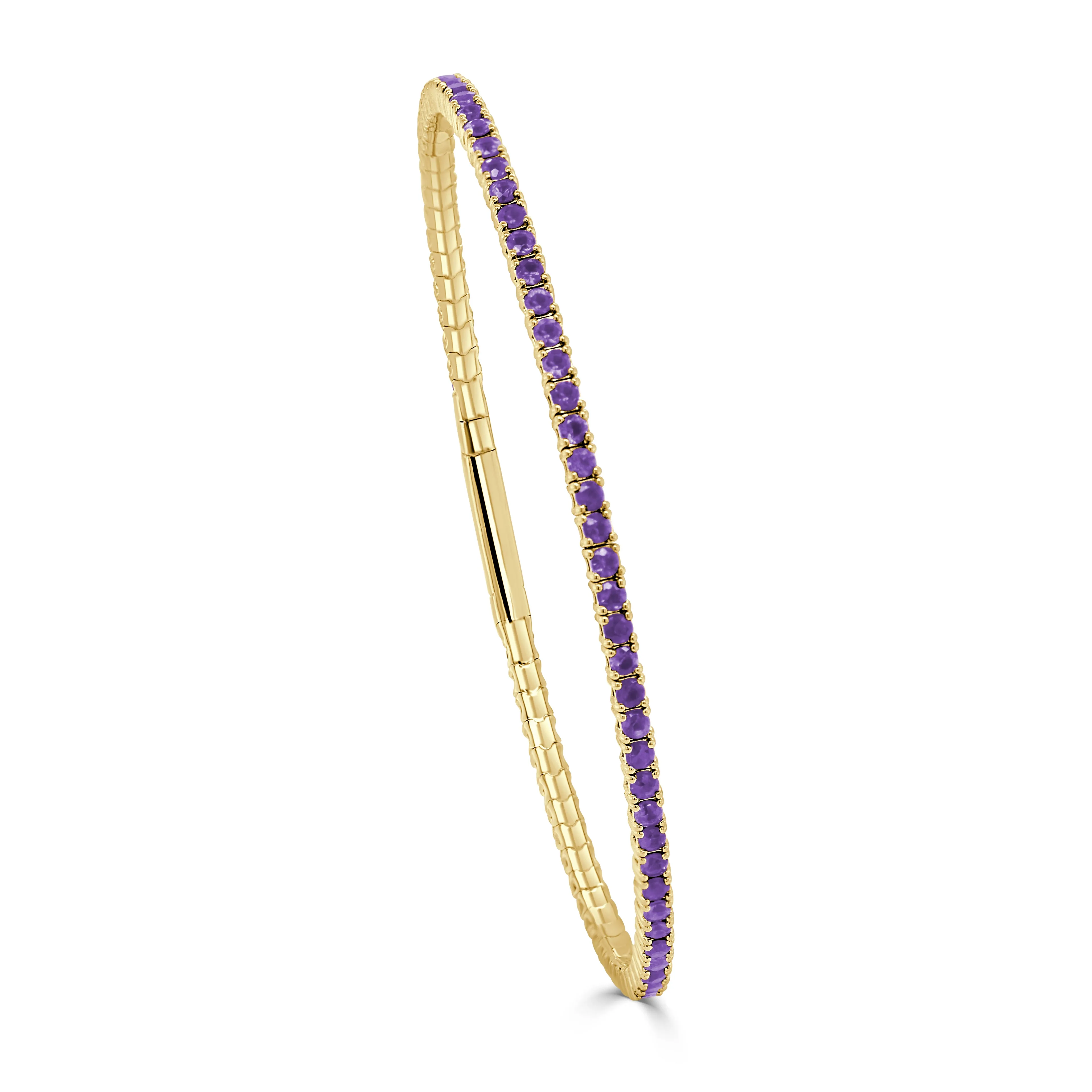 14K Gold & Amethyst Flexible Bangle - 2.03ct