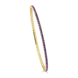 14K Gold & Amethyst Flexible Bangle - 2.03ct