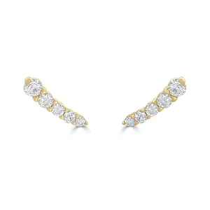 14k Gold & Diamond Graduate Stud Earrings - 1.00ct