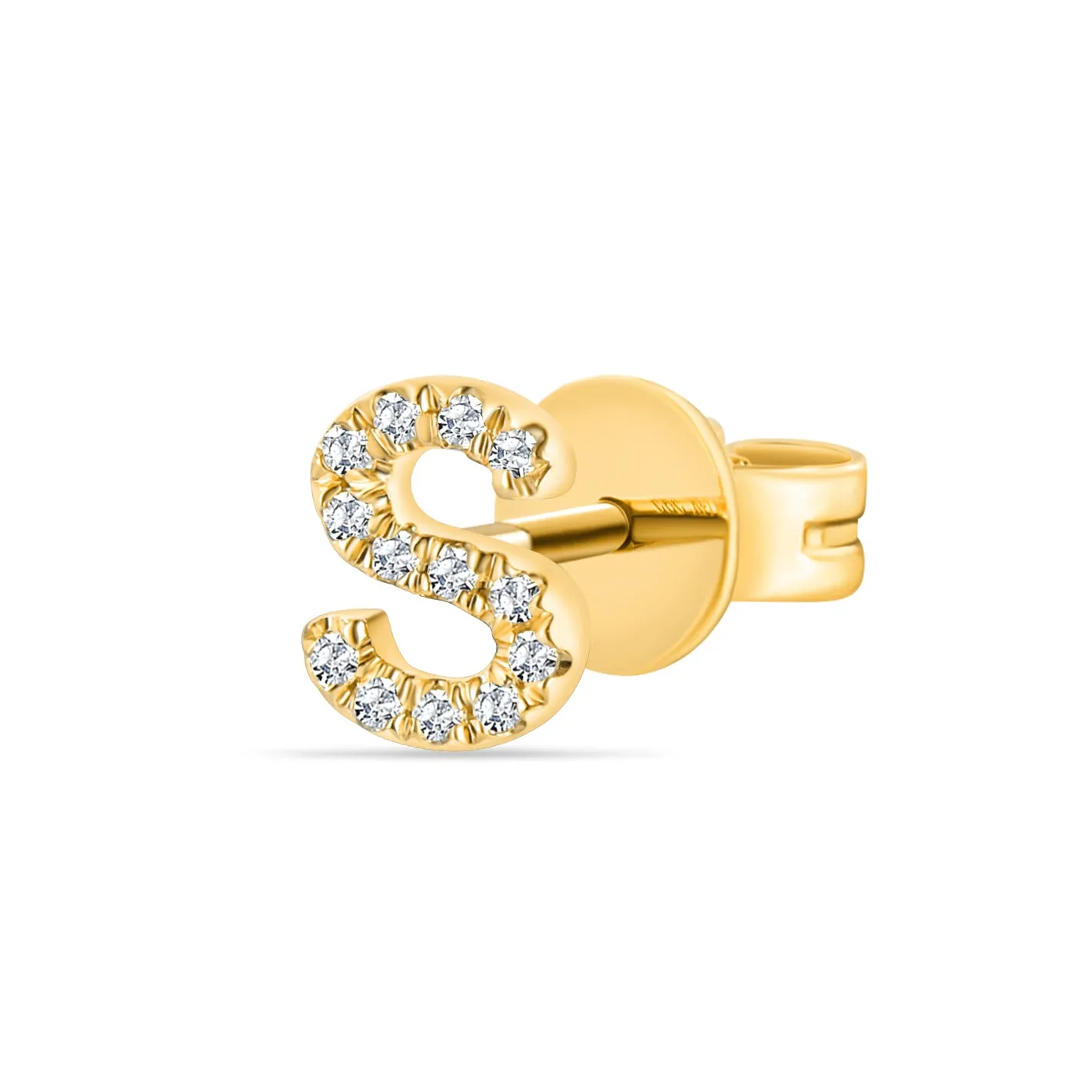 14k Gold & Diamond Initial Stud Earring- 0.04 ct.