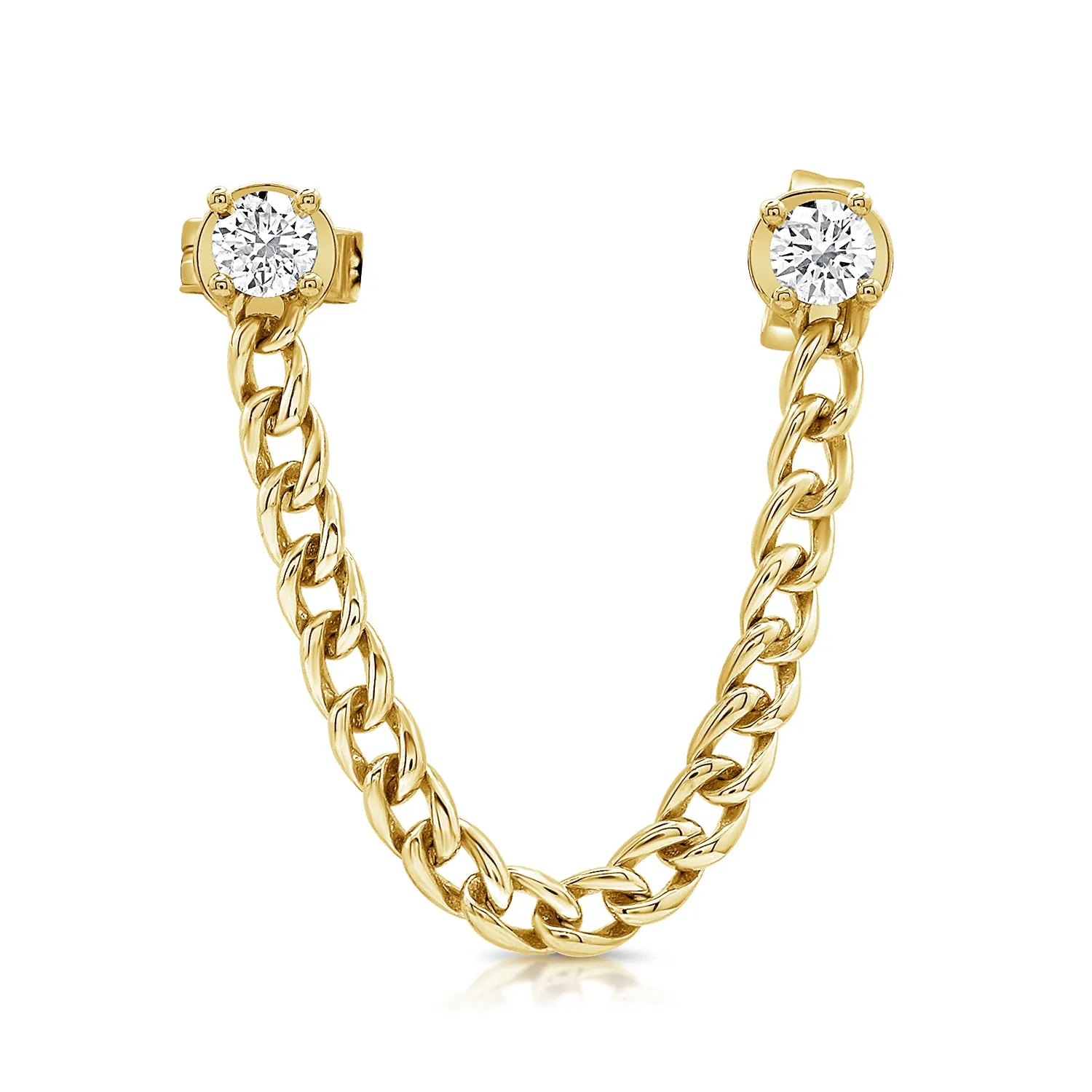 14K Gold & Diamond Stud Chain Earring - 0.28ct