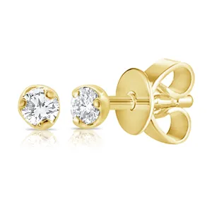 14K Gold & Diamond Tiny Stud Earrings - 0.06ct