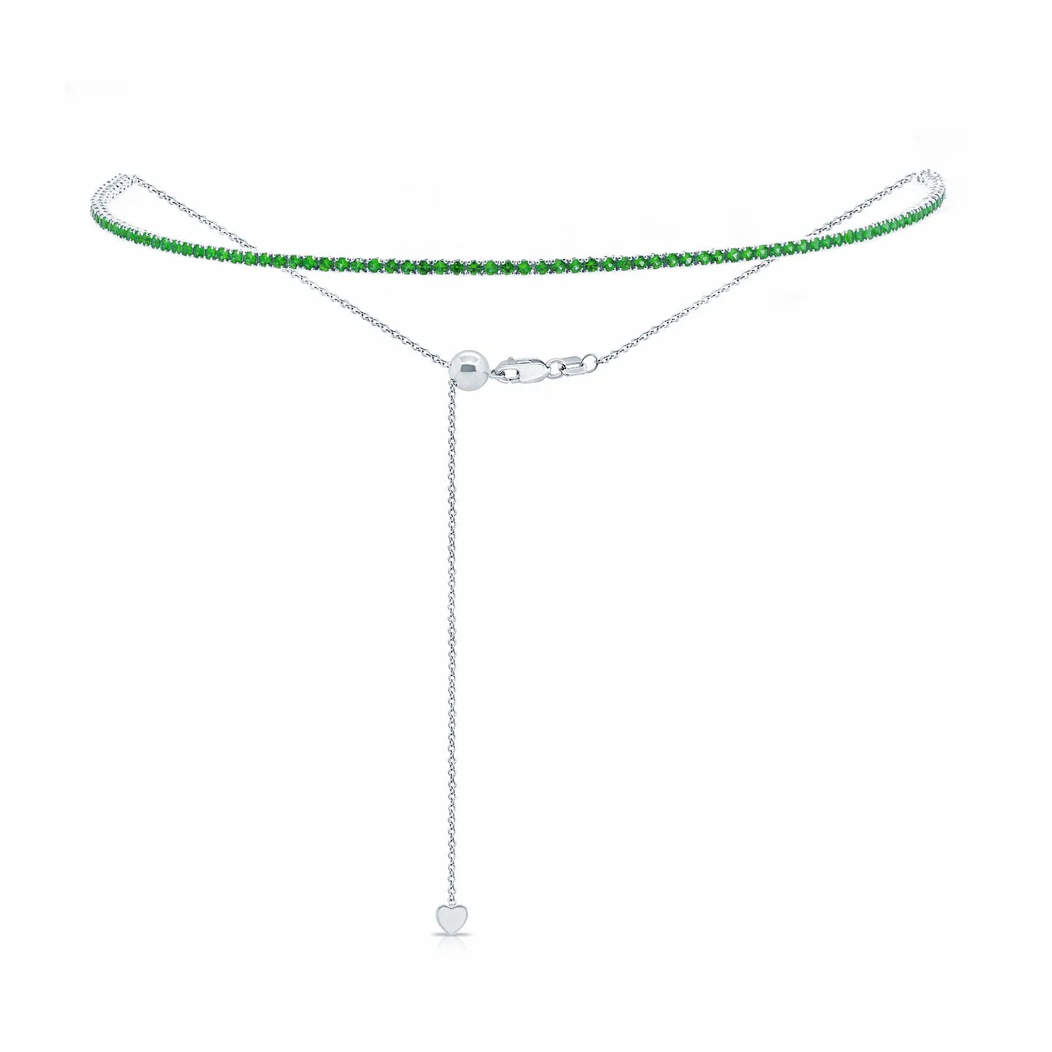 14k Gold & Green Emerald Adjustable Tennis Choker Necklace - 1.67ct