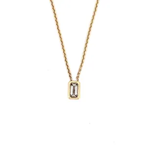 14K Gold Bezel Emerald Cut Diamond Pendant