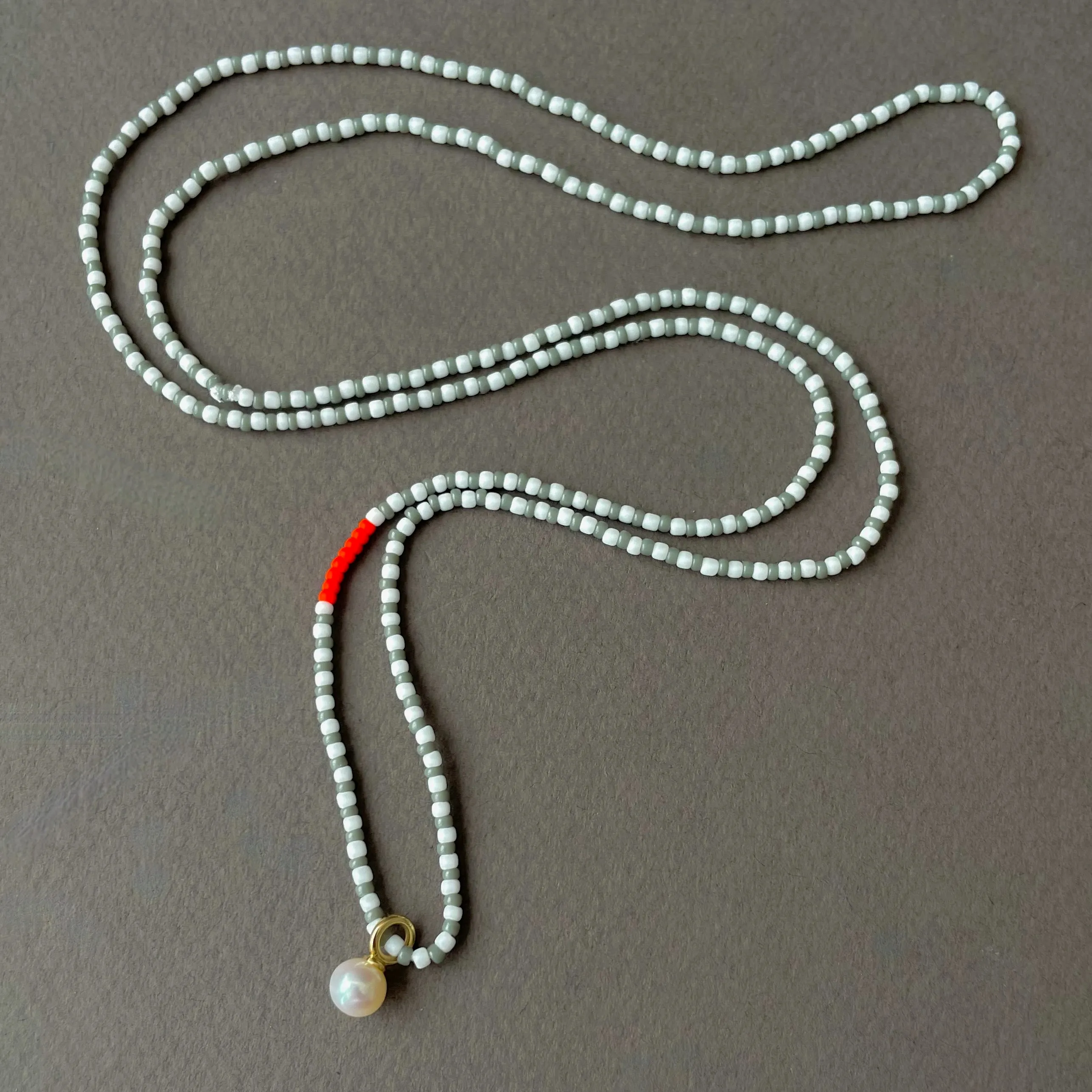 14K PEARL DROP ON SEED BEAD PLAY NECKLACE #5