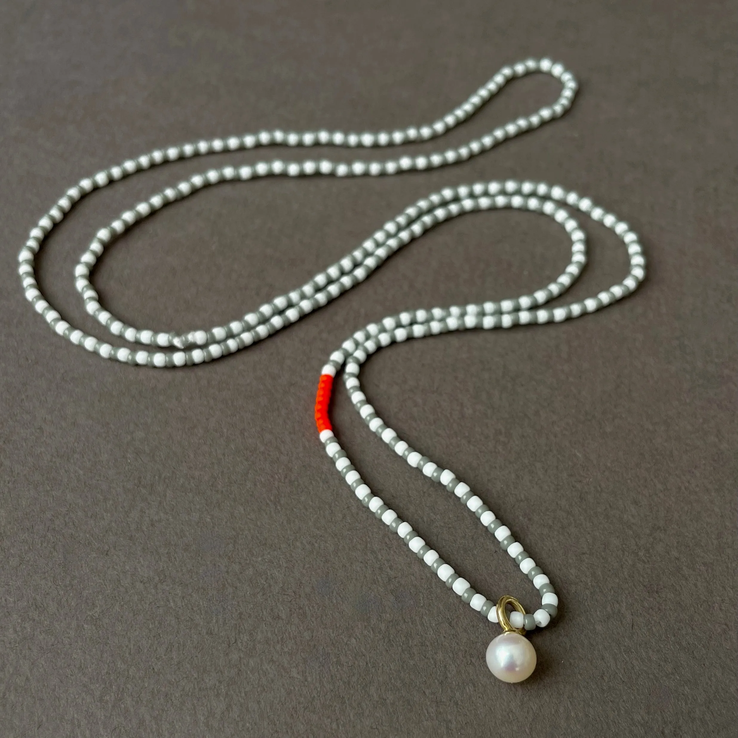 14K PEARL DROP ON SEED BEAD PLAY NECKLACE #5