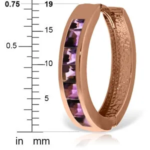 14K Solid Rose Gold Hoop Huggie Earrings w/ Amethysts