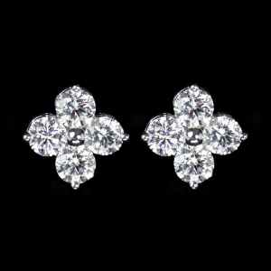 14K White Gold 1.81 CTW Diamond Quatrefoil Stud Earrings