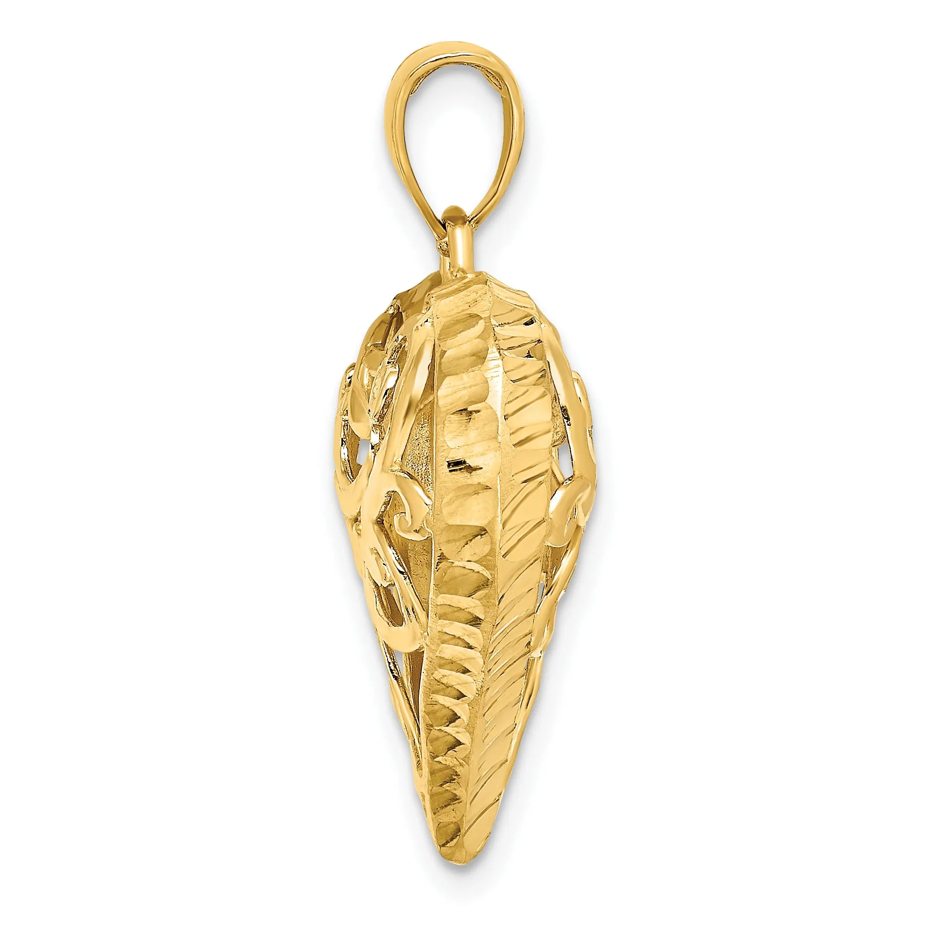 14k Yellow Gold 3-D Filigree Puffed Heart Pendant