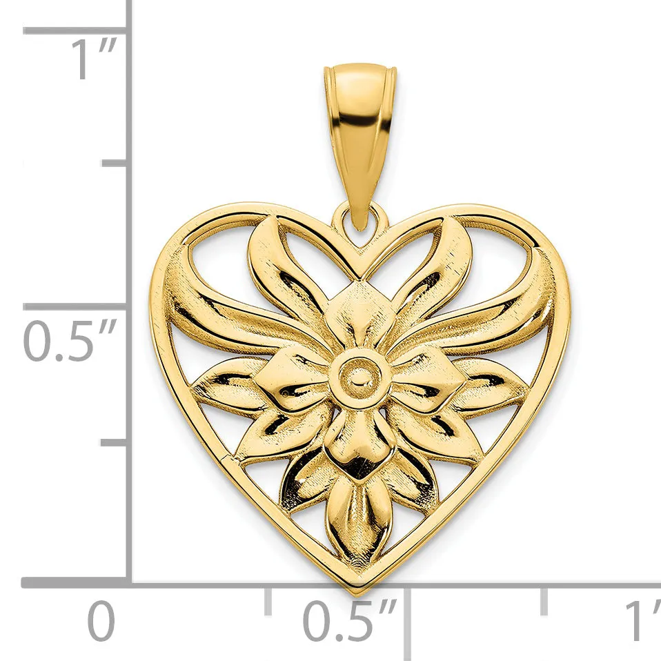 14k Yellow Gold Fancy Filigree Heart Pendant