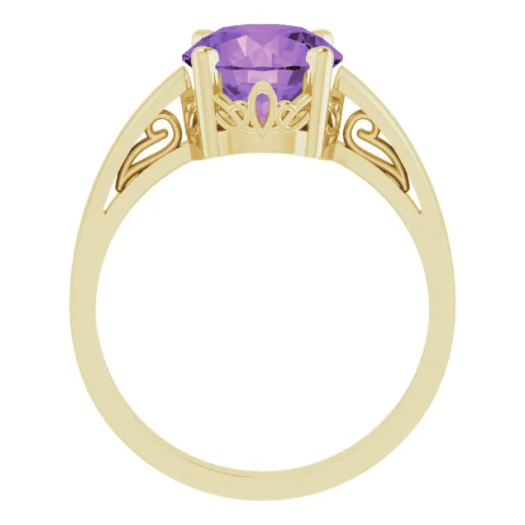 14K Yellow Natural Amethyst Ring