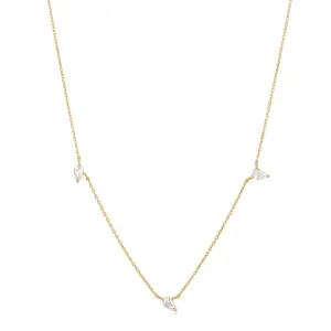 14kt Gold White Sapphire Drop Necklace