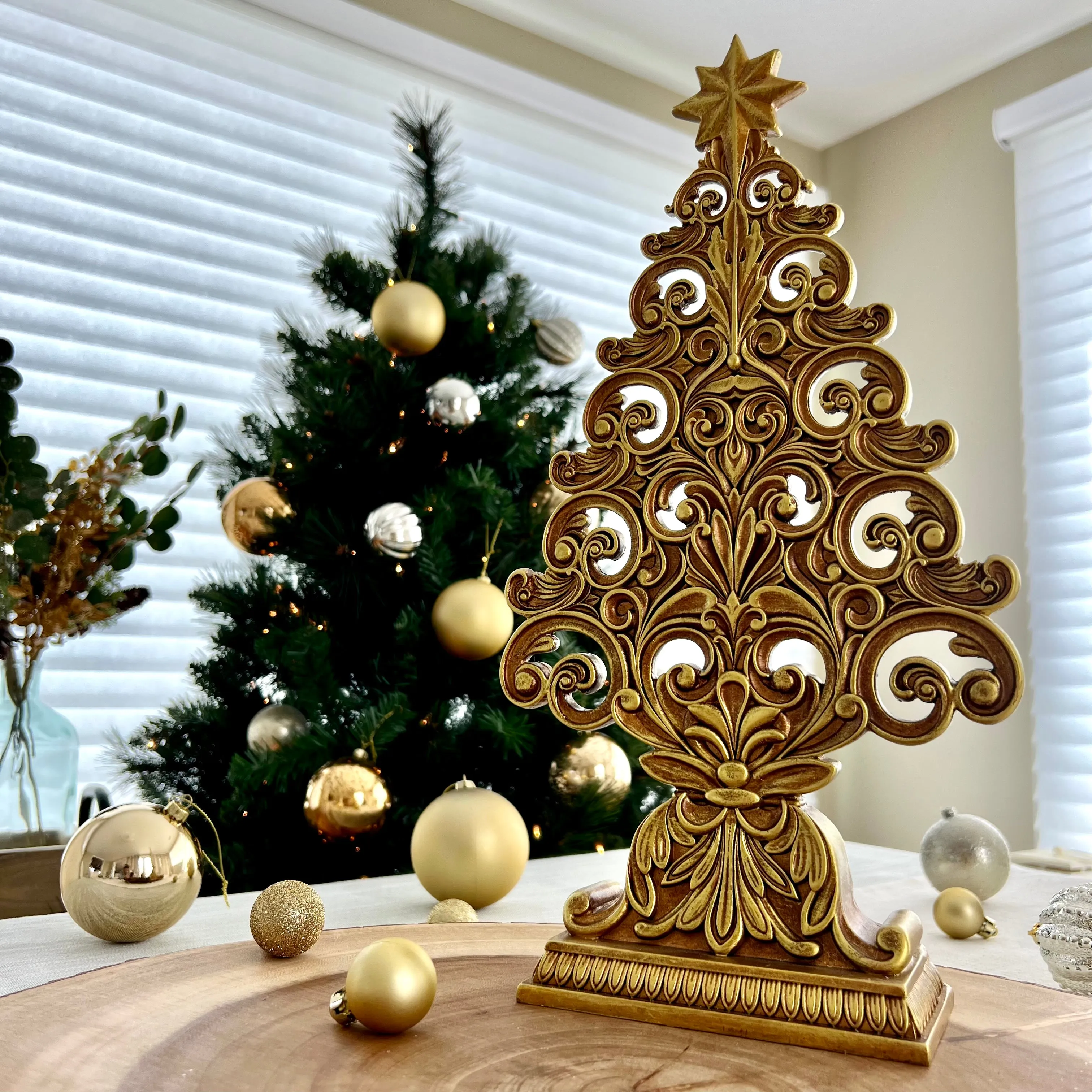 14" Fancy Filigree Gold Tree w/ Star for Just Jill