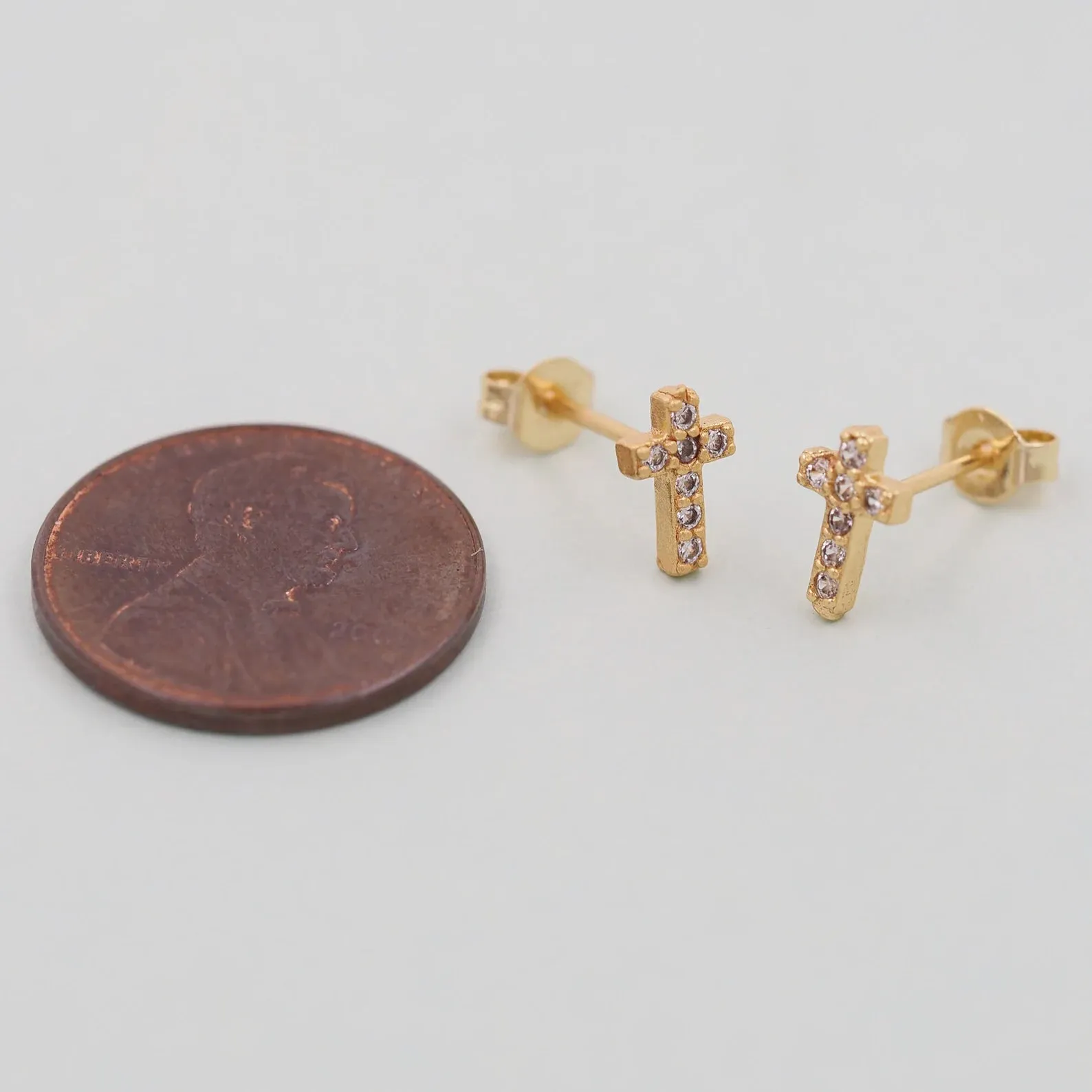 18K Gold Filled CZ Cross Earrings