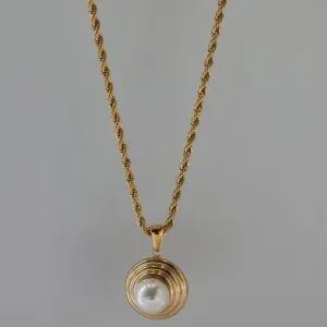 18K Gold-Filled Pearl Pendant Necklace For Women