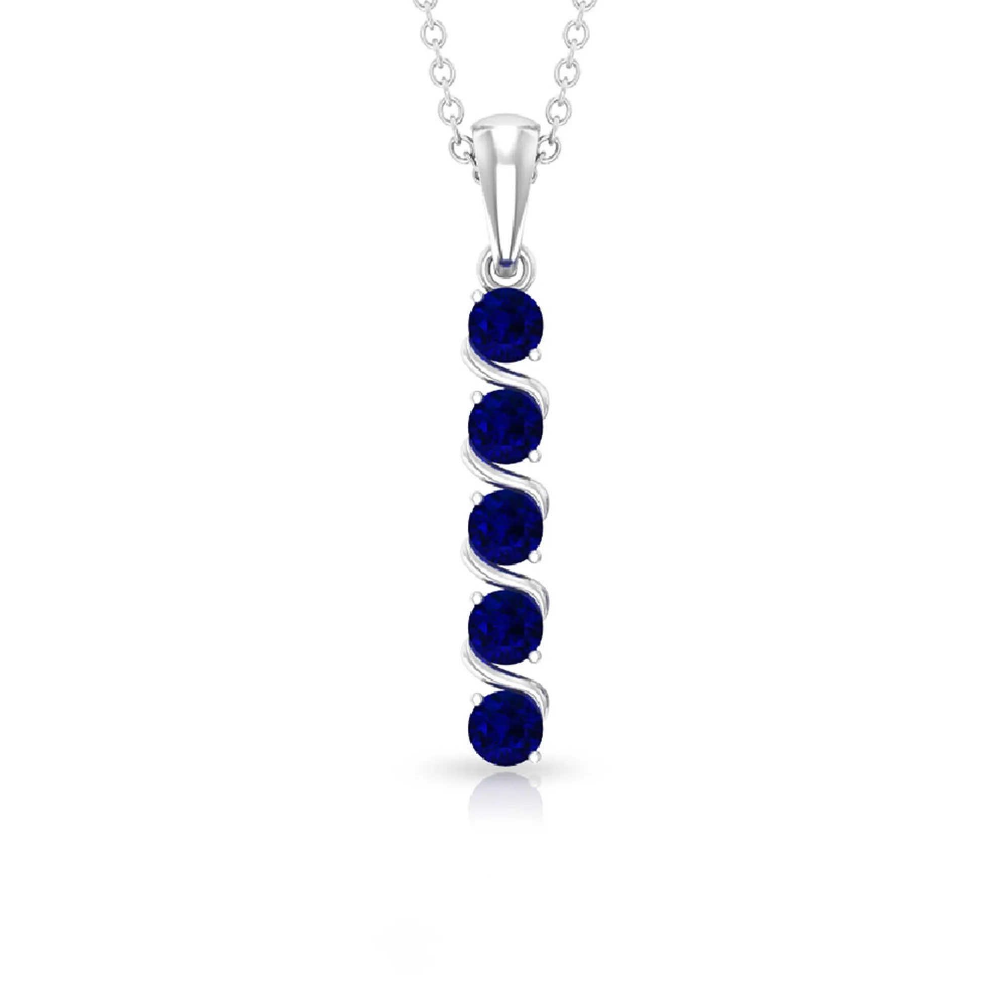 2.75 CT Lab Created Blue Sapphire Bar Pendant and Earrings Set