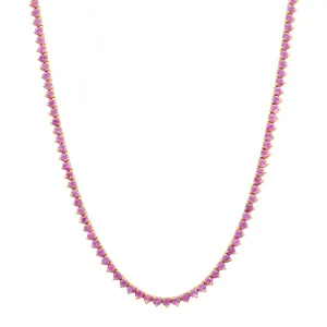 3-Prong Pink Sapphire Tennis Necklace