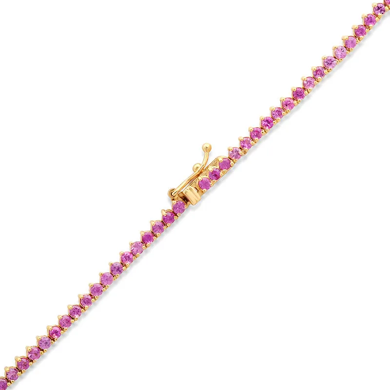 3-Prong Pink Sapphire Tennis Necklace