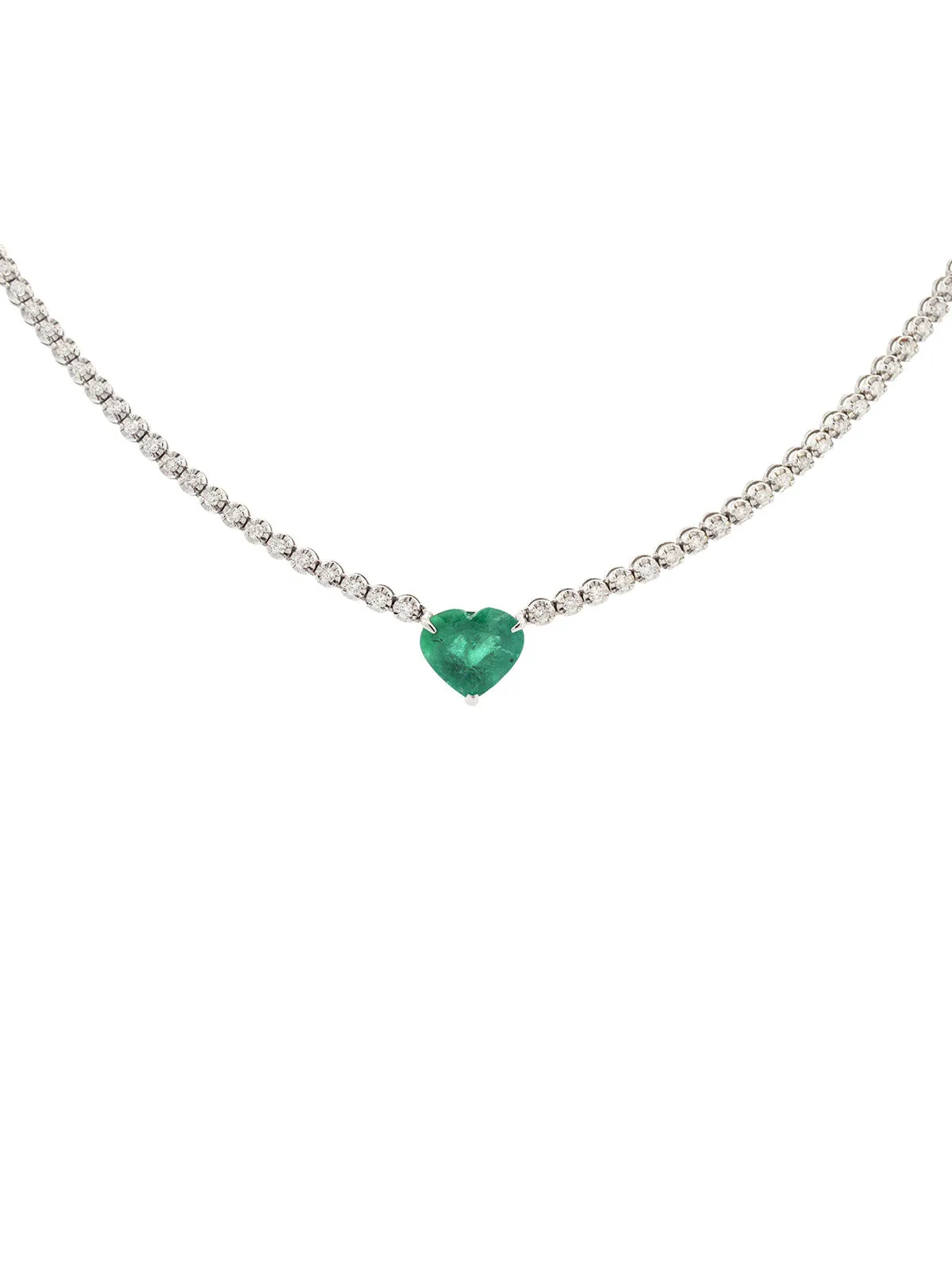 4.78ct Diamond Emerald 18K Gold Heart Tennis Necklace