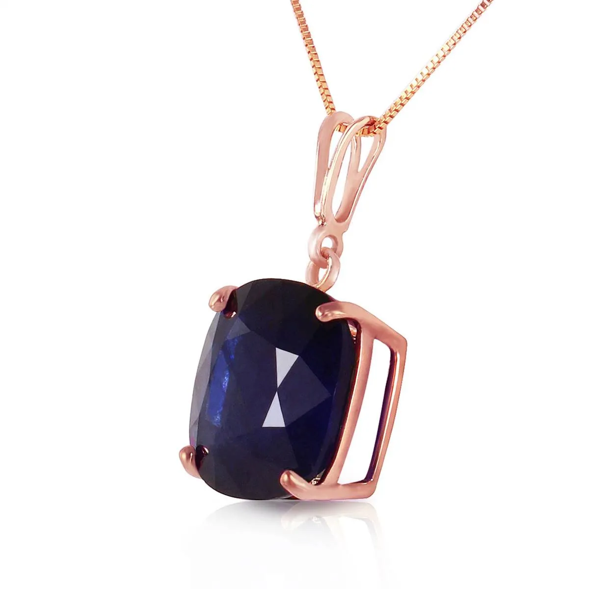 4.83 Carat 14K Solid Rose Gold Necklace Cushion Shape Sapphire