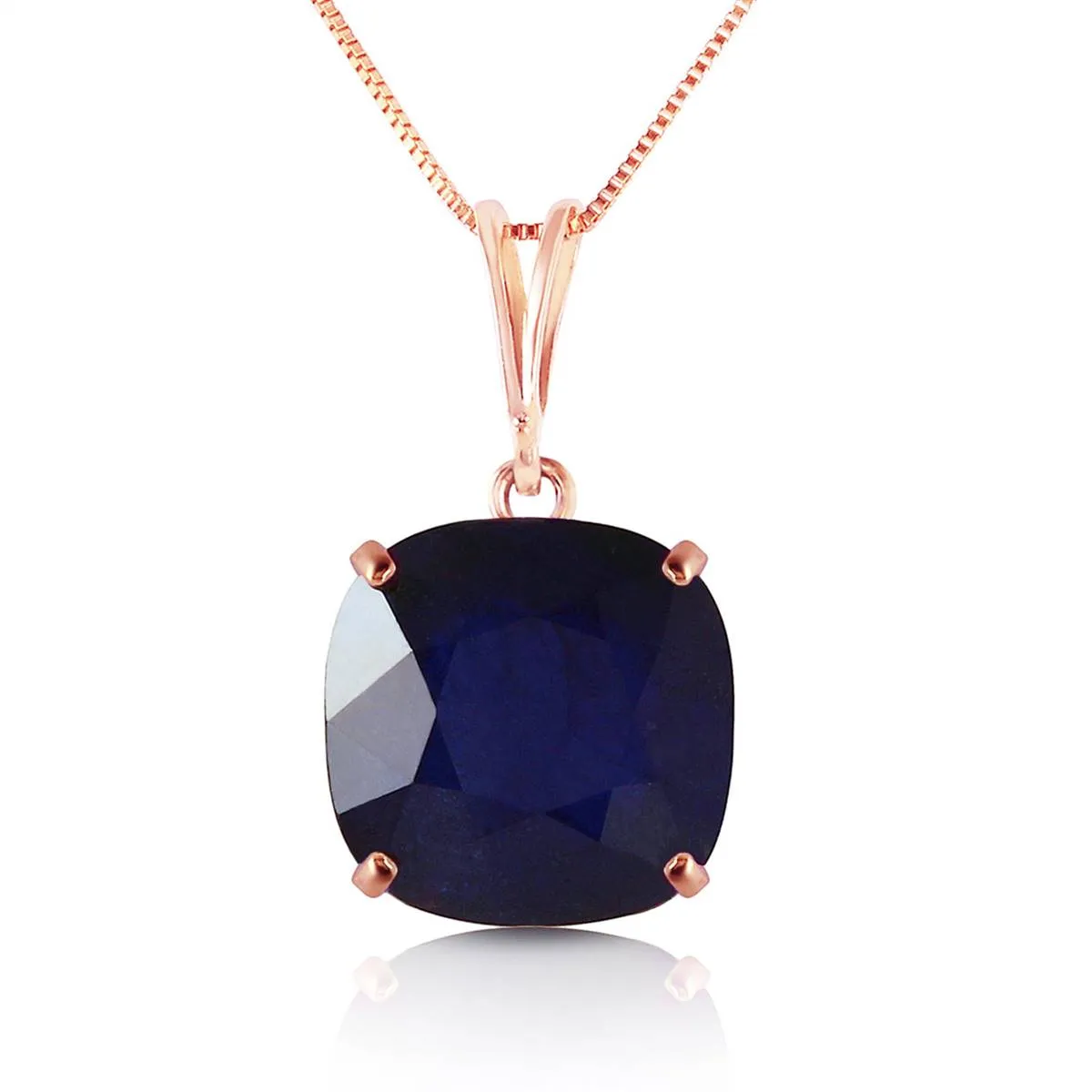 4.83 Carat 14K Solid Rose Gold Necklace Cushion Shape Sapphire