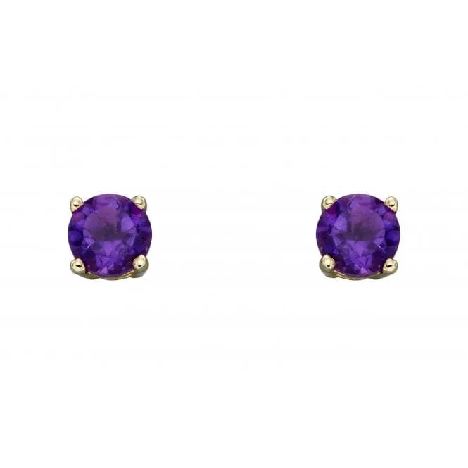 9ct February Amethyst 4mm Stud Earrings GE2327