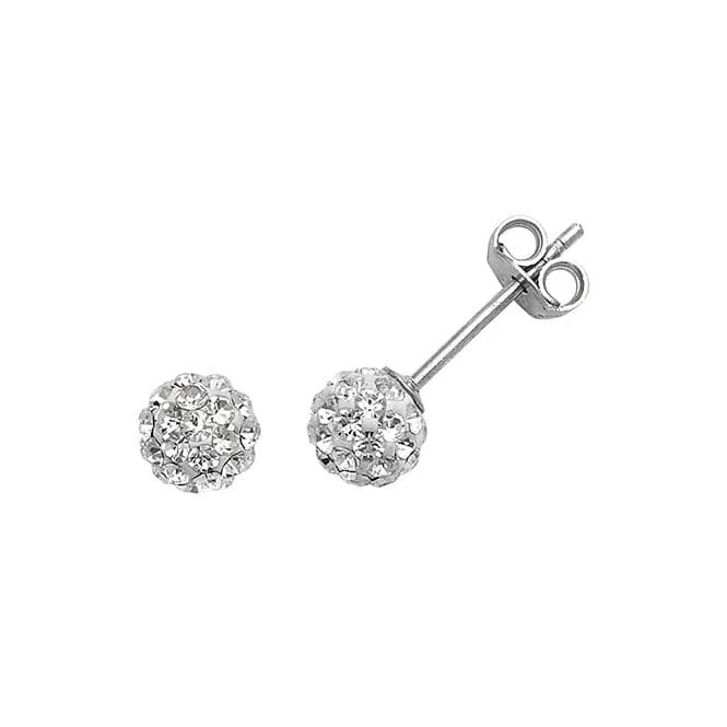 Acotis Silver Crystal Ball with Sparkling Crystals Stud Earrings G5349