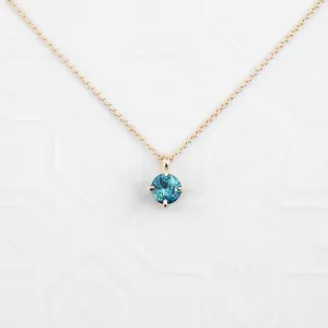 Alice Necklace 5mm Montana Sapphire, 14k Rose Gold (One of a kind)