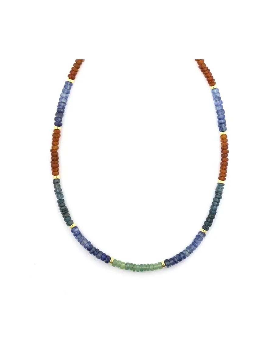 Amber Teal Kyanite Rondelle Necklace