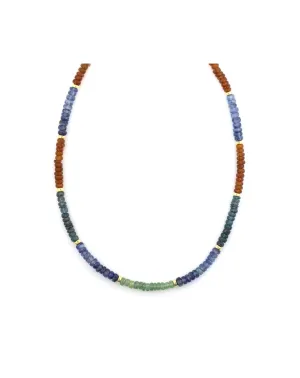 Amber Teal Kyanite Rondelle Necklace