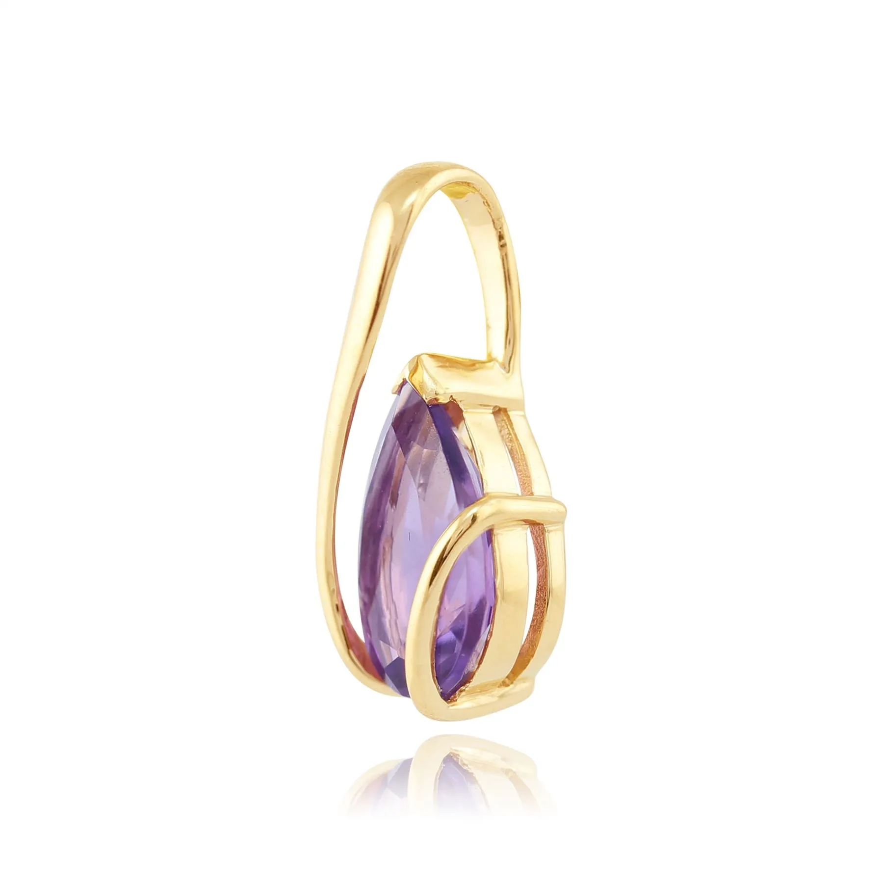 Amethyst 1.43ct ct Anhänger, 9 Karat Gelbgold Tropfenschliff Amethyst gewickelt Anhänger