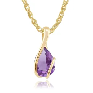 Amethyst 1.43ct ct Anhänger, 9 Karat Gelbgold Tropfenschliff Amethyst gewickelt Anhänger