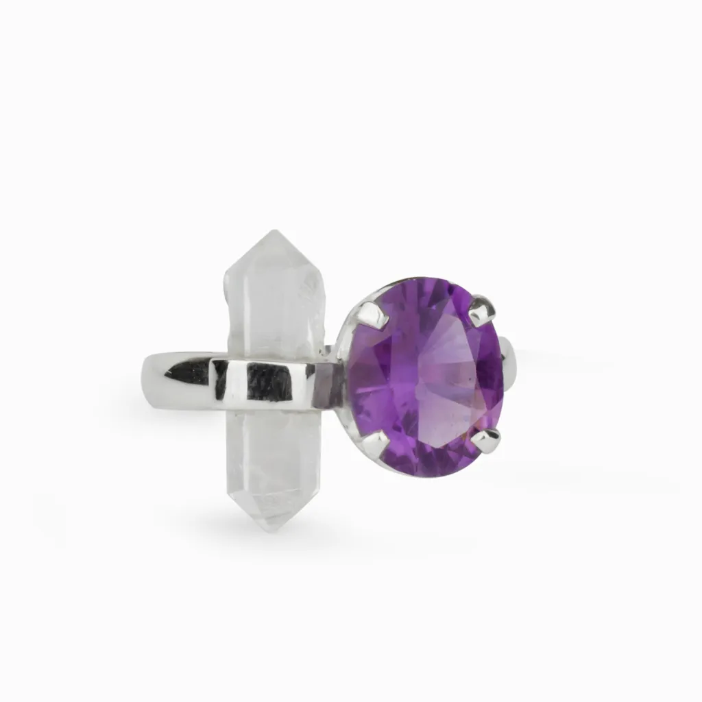 Amethyst & Clear Quartz Ring