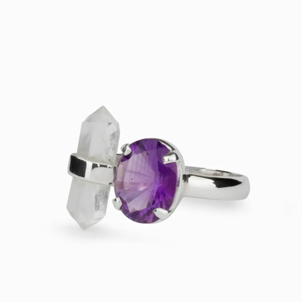 Amethyst & Clear Quartz Ring