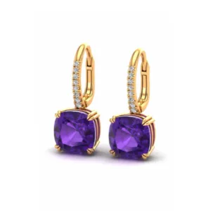 Amethyst and Diamond Drop Earrings in 18k