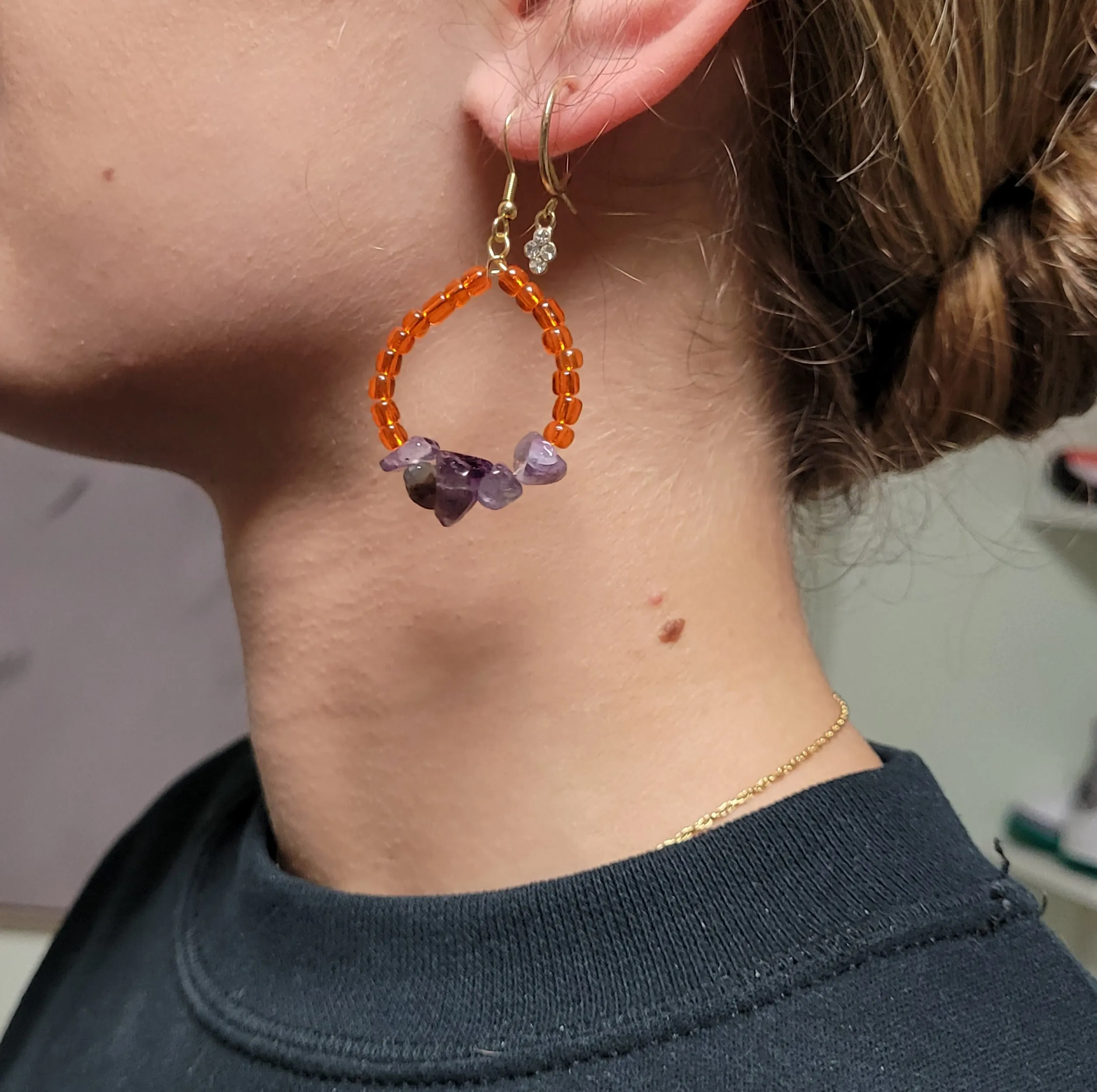 Amethyst and Orange Hoops