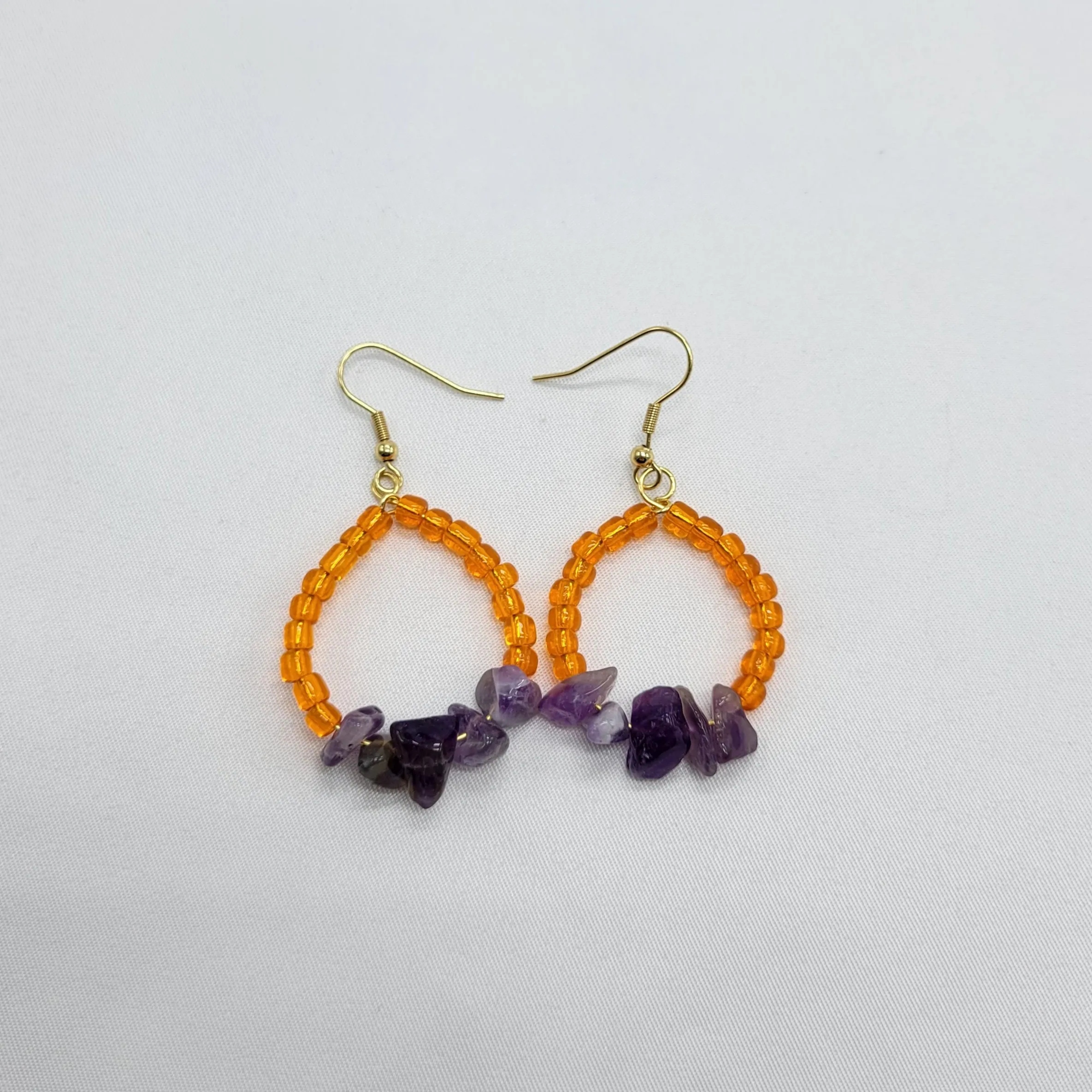 Amethyst and Orange Hoops