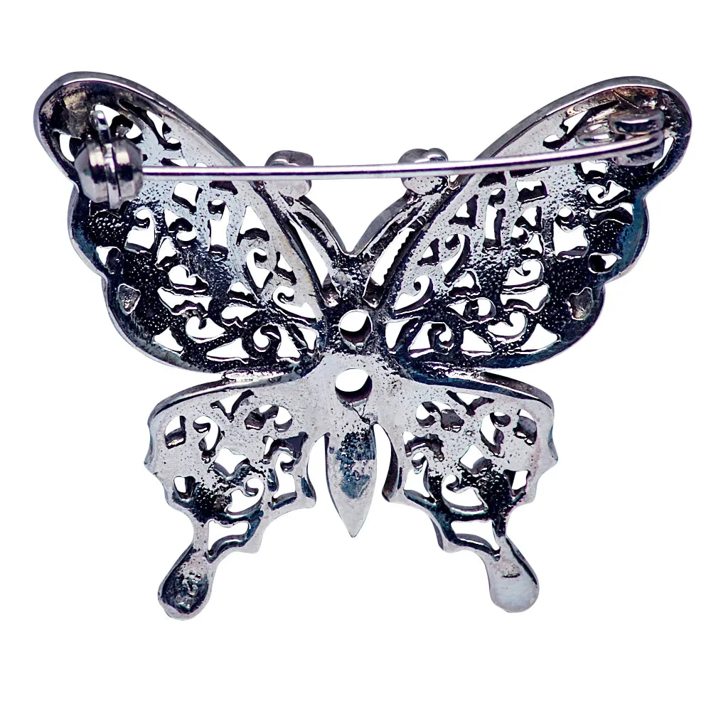 Amethyst Butterfly Sterling Silver Brooch