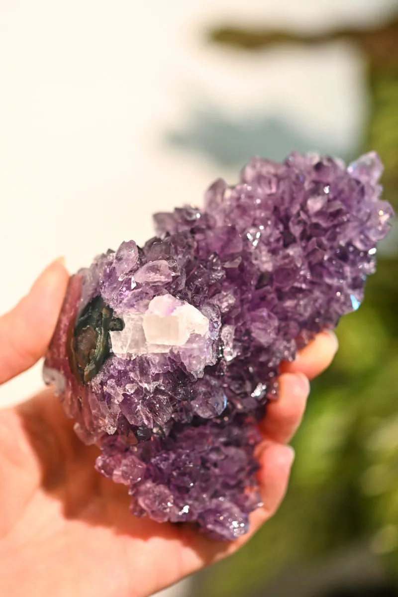 Amethyst Cluster w/ Calcite  4 inch