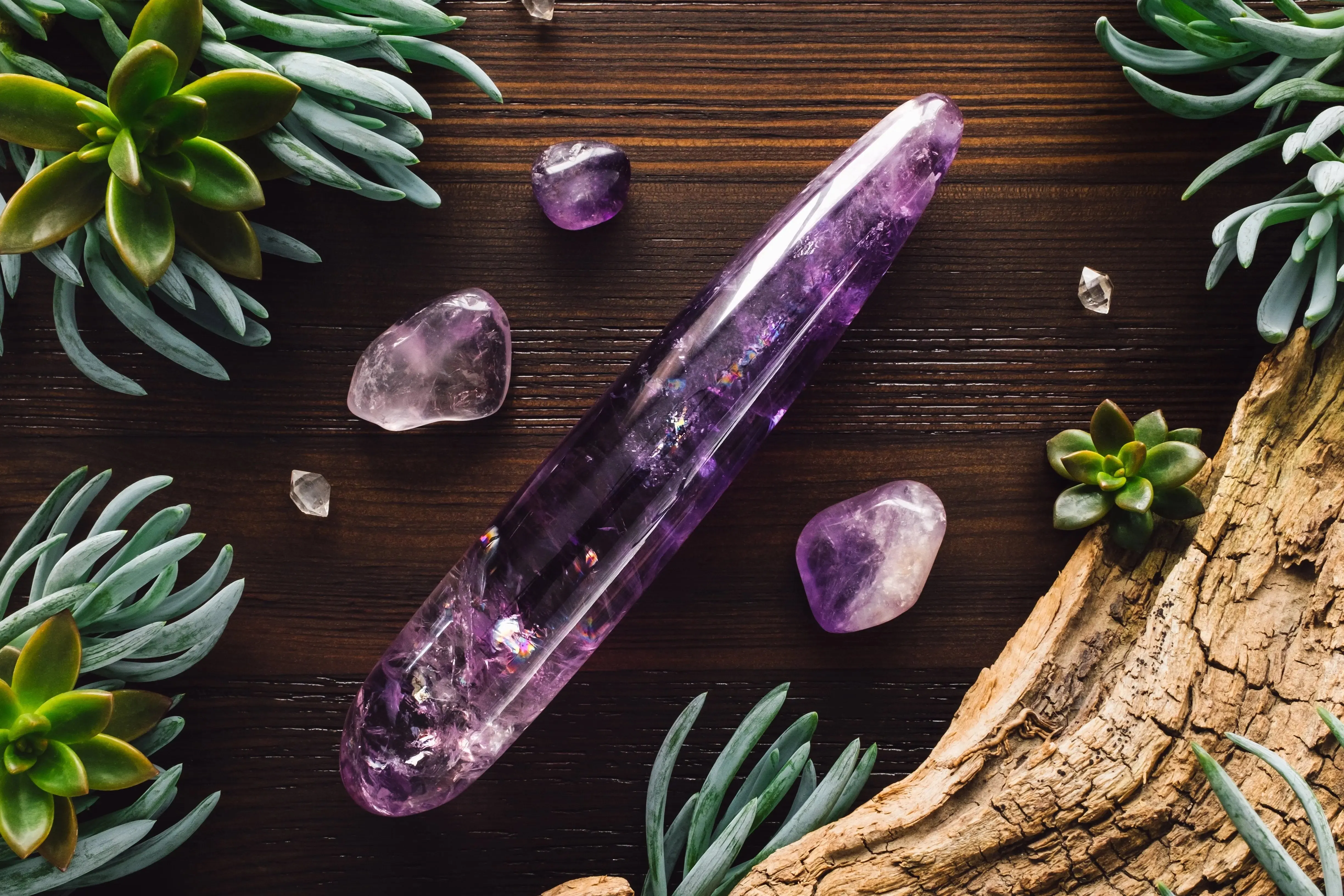 Amethyst Crystal Yoni Wand