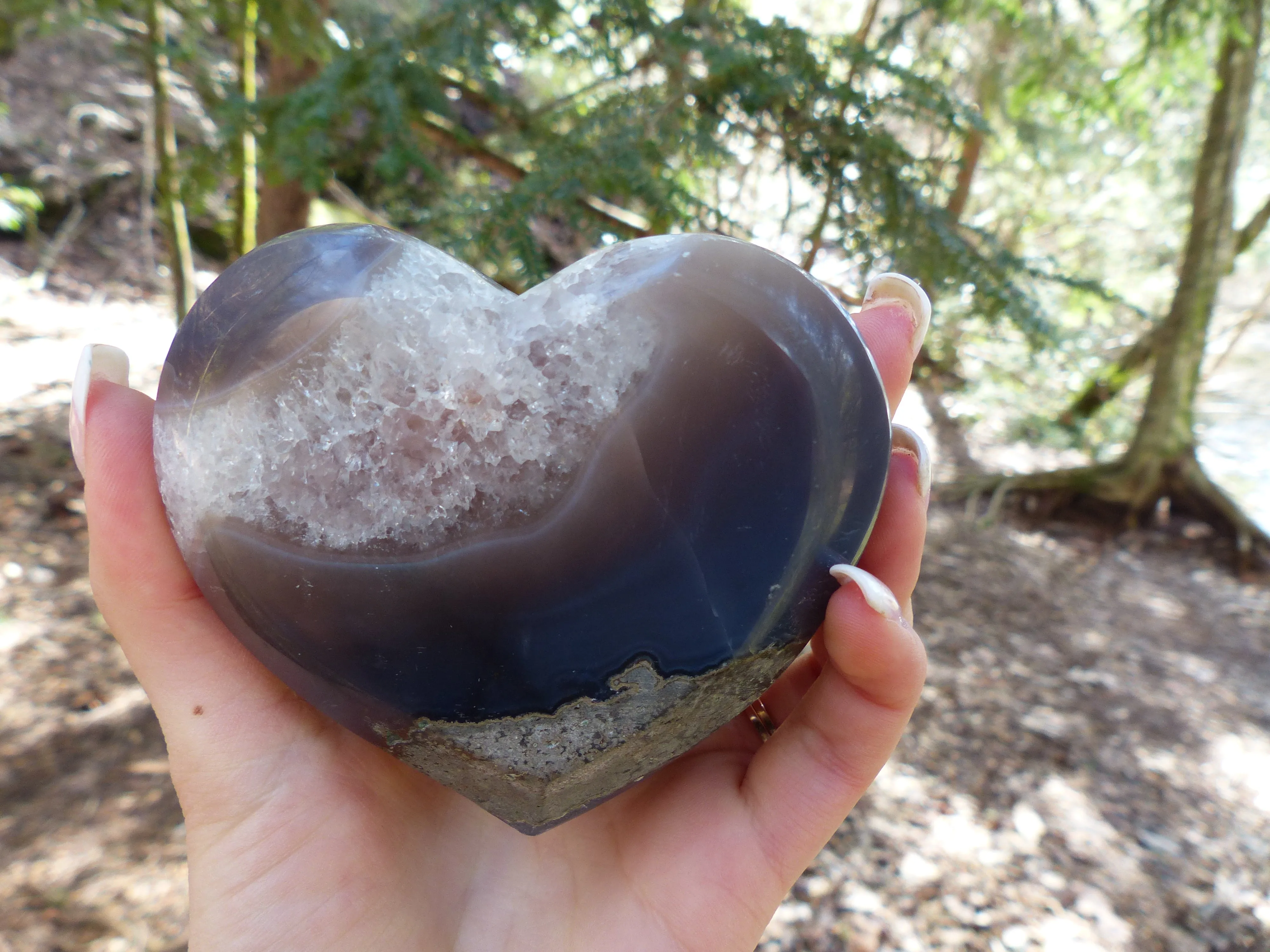 Amethyst Geode & Agate Heart (#1)