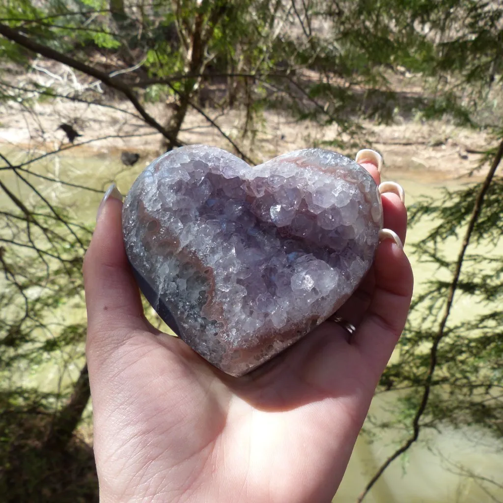 Amethyst Geode & Agate Heart (#1)