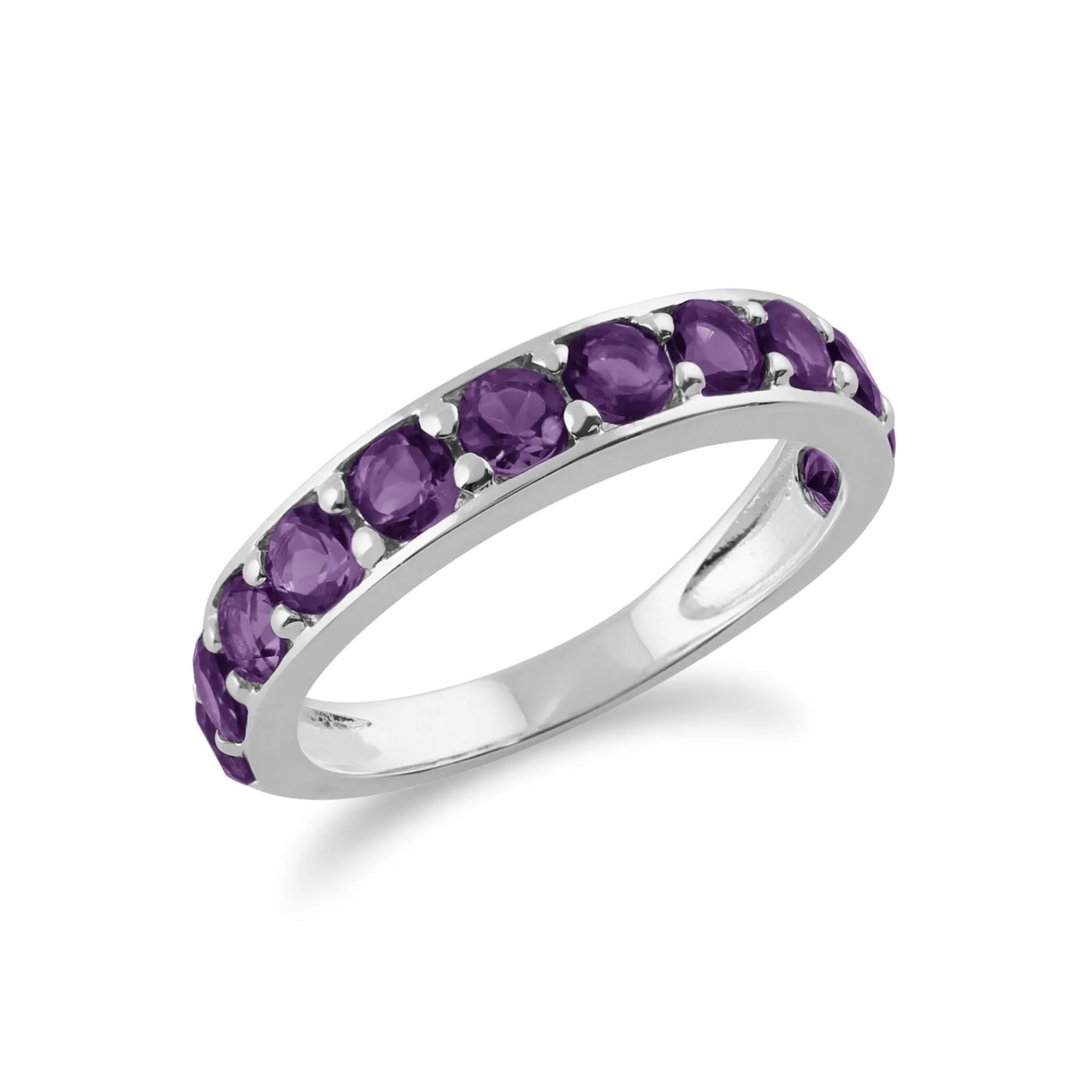 Amethyst Halber Ewigkeit Ring in 925 Sterlingsilber