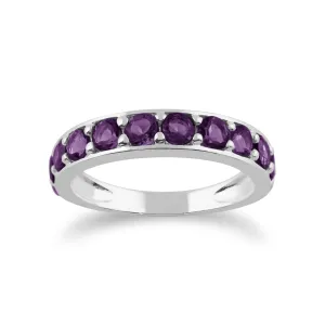 Amethyst Halber Ewigkeit Ring in 925 Sterlingsilber