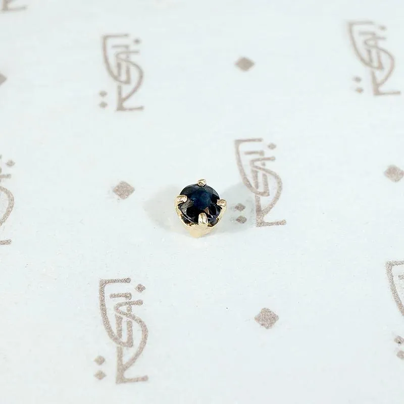 Antique .20ct Indigo Blue Sapphire Single Stud